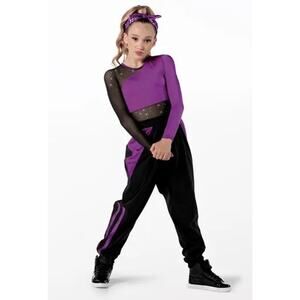 Dance Costume Large Child Purple Weissman 14146 Hip Hop Tap Jazz 2-piece Sequin